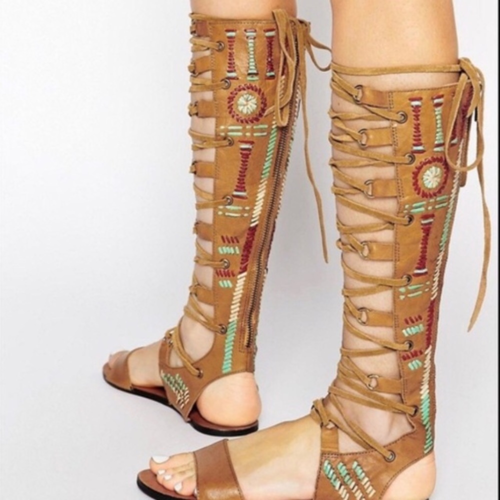 Free people tan embroidered gladiators